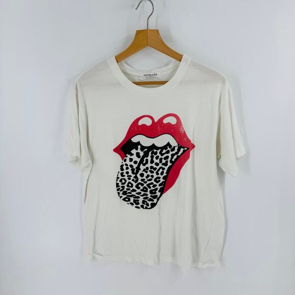 Daydreamer x Free People Rolling Stones Graphic Tee Leopard Tongue Size M - Picture 7 of 7